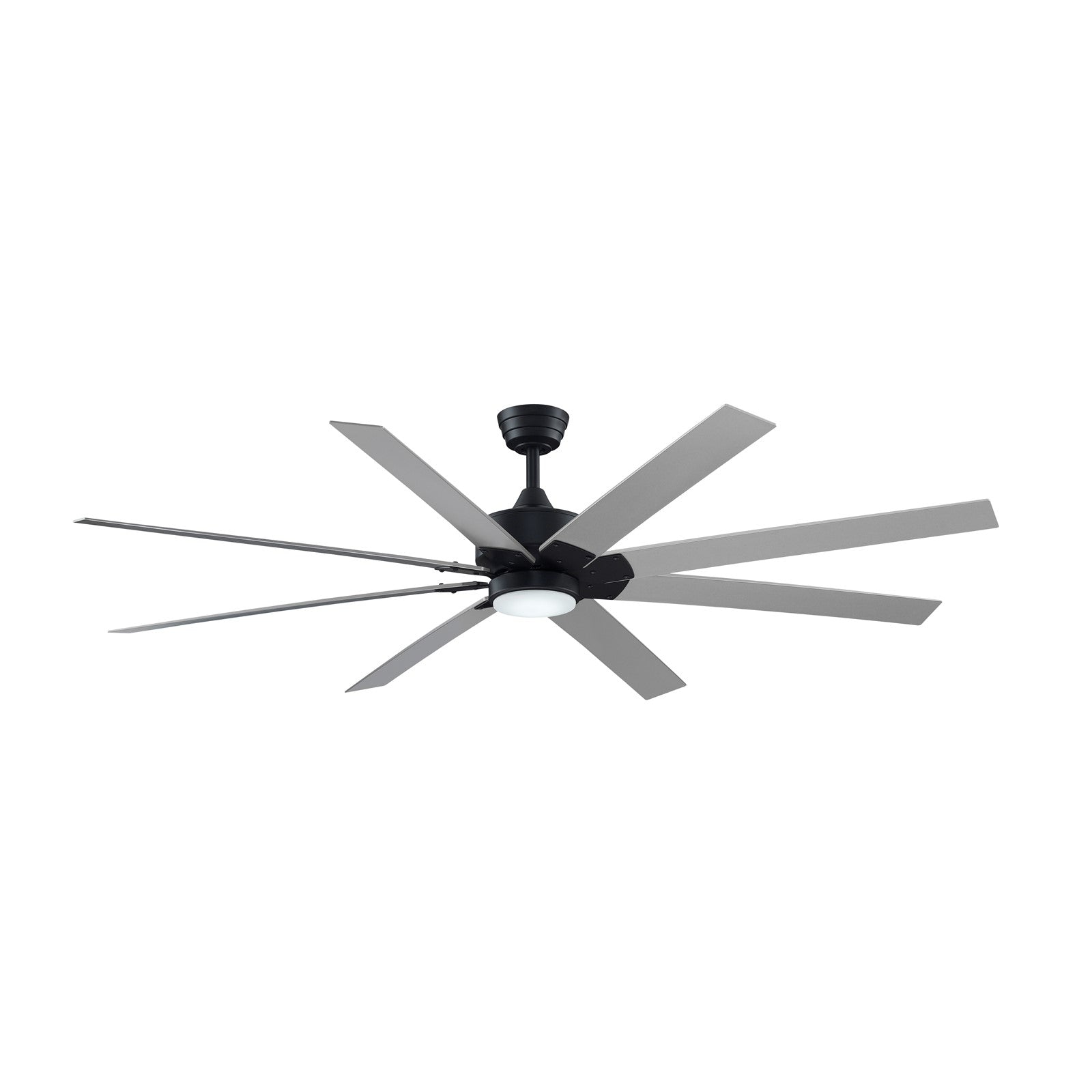 Fanimation Levon Custom 72in 8-Blade Smart Ceiling Fan with LED Light | Black and Brushed Nickel Composite | Covered Patio | Model FPD7912BBL-72BN-LK