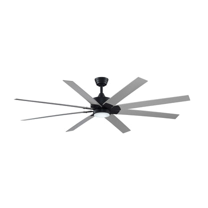 Fanimation Levon Custom 72in 8-Blade Smart Ceiling Fan with LED Light | Black and Brushed Nickel Composite | Covered Patio | Model FPD7912BBL-72BN-LK