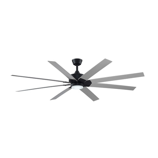 Fanimation Levon Custom 72in 8-Blade Smart Ceiling Fan with LED Light | Black and Brushed Nickel Composite | Covered Patio | Model FPD7912BBL-72BN-LK