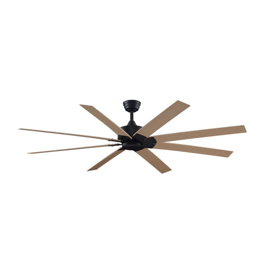 Fanimation Levon Custom 72in 8-Blade Smart Ceiling Fan | Black and Natural Composite | Covered Patio & Sunroom | Model FPD7912BBL-72N