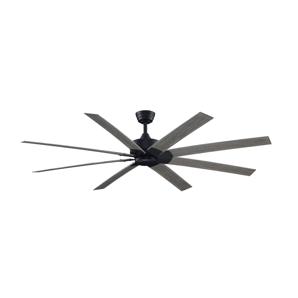 Fanimation Levon Custom 72in 8-Blade Ceiling Fan | Black and Weathered Wood Composite | Covered Patio & Great Room | Model FPD7912BBL-72WE