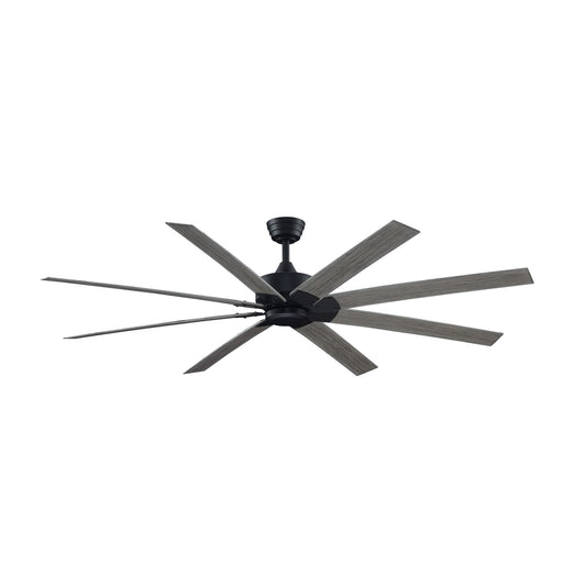 Fanimation Levon Custom 72in 8-Blade Ceiling Fan | Black and Weathered Wood Composite | Covered Patio & Great Room | Model FPD7912BBL-72WE