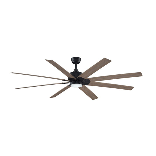 Fanimation Levon Custom 72in 8-Blade Ceiling Fan with LED Light | Black and Washed Pine Composite | Covered Patio & Great | Model FPD7912BBL-72WP-LK