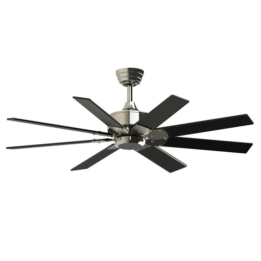 Fanimation Levon Custom 52in 8-Blade Smart Ceiling Fan | Brushed Nickel and Black Composite | Covered Patio & Bedroom | Model FPD7912BBN-52BL