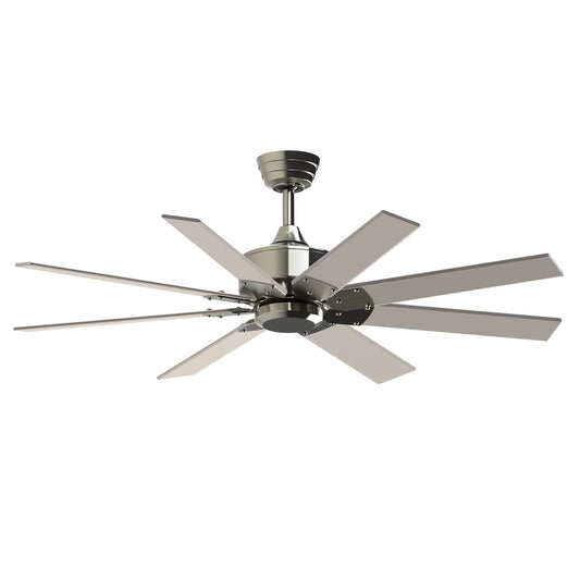 Fanimation Levon Custom 52in 8-Blade Smart Ceiling Fan | Brushed Nickel and Brushed Nickel Composite | Covered Patio | Model FPD7912BBN-52BN
