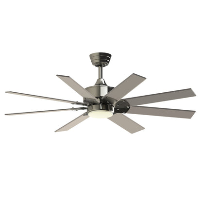 Fanimation Levon Custom 52in 8-Blade Smart Ceiling Fan with LED Light | Brushed Nickel and Brushed Nickel Composite | Model FPD7912BBN-52BN-LK