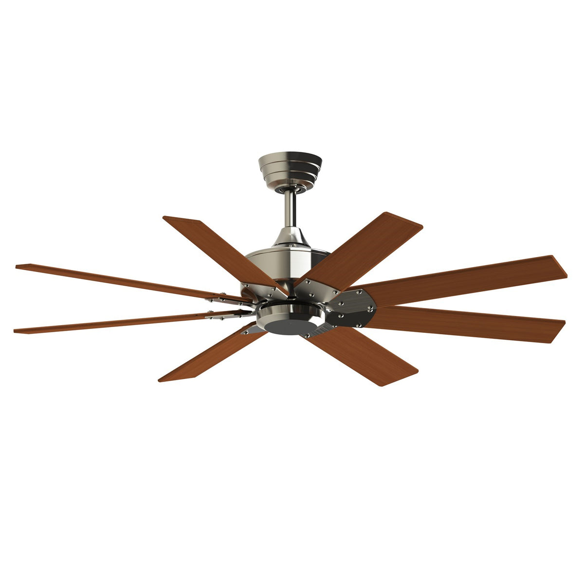 Fanimation Levon Custom 52in 8-Light Ceiling Fan | Brushed Nickel and Cherry Composite Blades | Covered Patio & Porch | Model FPD7912BBN-52CY