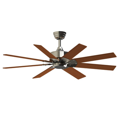 Fanimation Levon Custom 52in 8-Light Ceiling Fan | Brushed Nickel and Cherry Composite Blades | Covered Patio & Porch | Model FPD7912BBN-52CY