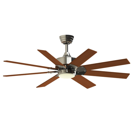Fanimation Levon Custom 52in 8-Light Ceiling Fan with LED Light Kit | Brushed Nickel and Cherry Composite Blades | Covered | Model FPD7912BBN-52CY-LK