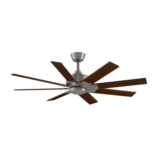 Fanimation Levon Custom 52in 8-Light Ceiling Fan | Brushed Nickel and Dark Walnut Composite Blades | Covered Patio & Porch | Model FPD7912BBN-52DWA