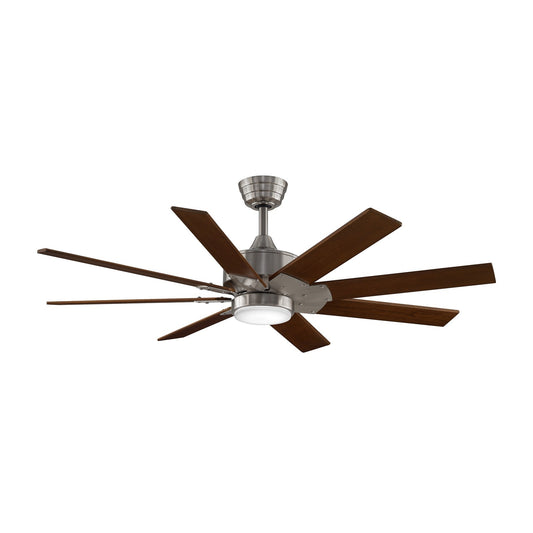 Fanimation Levon Custom 52in 8-Light Ceiling Fan with LED Light Kit | Brushed Nickel and Dark Walnut Composite Blades | Model FPD7912BBN-52DWA-LK