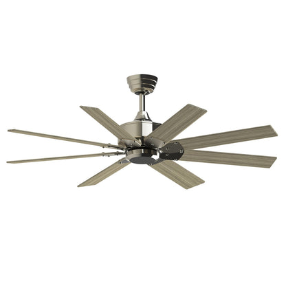 Fanimation Levon Custom 52in 8-Blade Smart Ceiling Fan | Brushed Nickel and Washed Pine Composite Blades | Covered Patio | Model FPD7912BBN-52WP