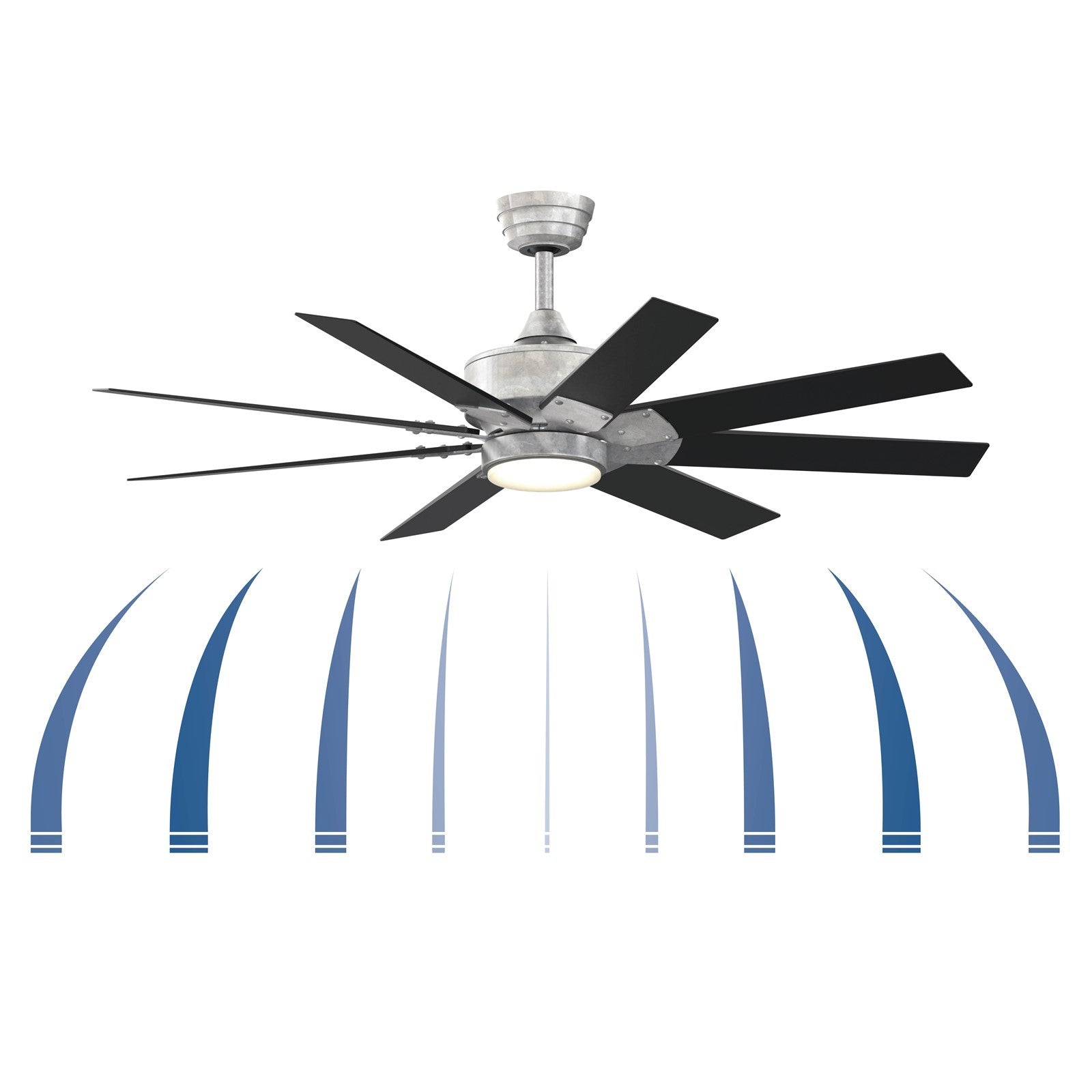Fanimation Levon Custom 52in 8-Blade Smart Ceiling Fan | Brushed Nickel and Washed Pine Composite Blades | Covered Patio | Model FPD7912BBN-52WP