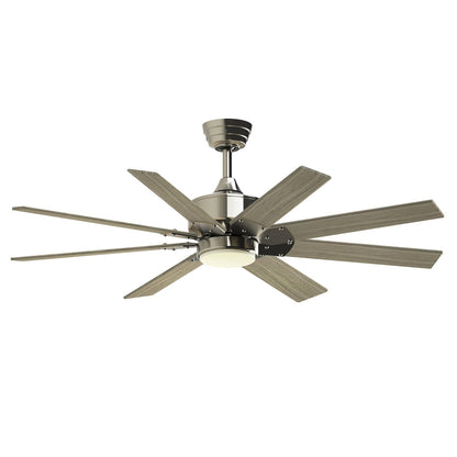 Fanimation Levon Custom 52in 8-Blade Smart Ceiling Fan with LED Light Kit | Brushed Nickel and Washed Pine Composite | Model FPD7912BBN-52WP-LK