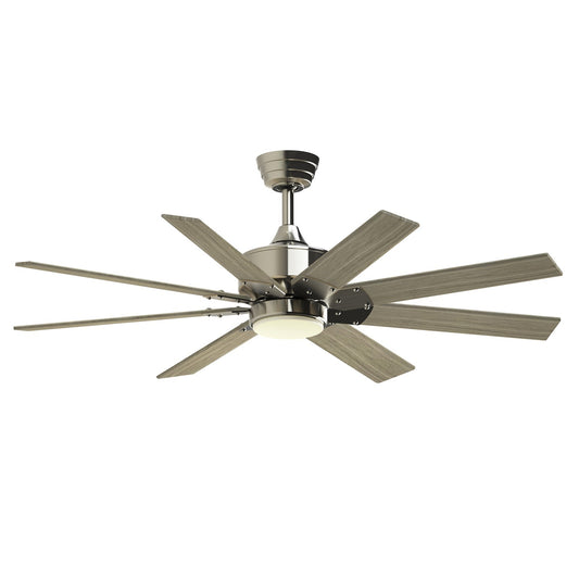 Fanimation Levon Custom 52in 8-Blade Smart Ceiling Fan with LED Light Kit | Brushed Nickel and Washed Pine Composite | Model FPD7912BBN-52WP-LK