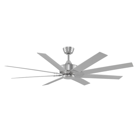Fanimation Levon Custom 64in 8-Blade Smart Ceiling Fan | Brushed Nickel and Brushed Nickel Composite Blades | Covered Patio | Model FPD7912BBN-64BN