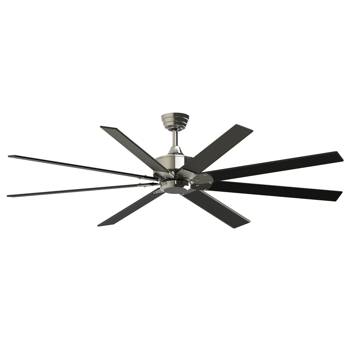 Fanimation Levon Custom 72in 8-Blade Smart Ceiling Fan | Brushed Nickel and Black Composite | Covered Patio & Sunroom | Model FPD7912BBN-72BL