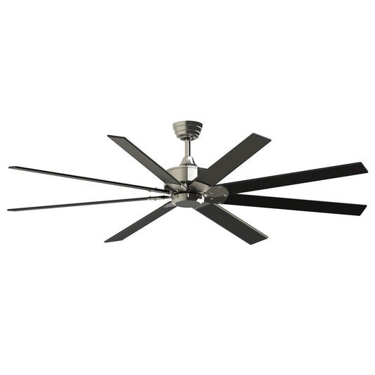 Fanimation Levon Custom 72in 8-Blade Smart Ceiling Fan | Brushed Nickel and Black Composite | Covered Patio & Sunroom | Model FPD7912BBN-72BL