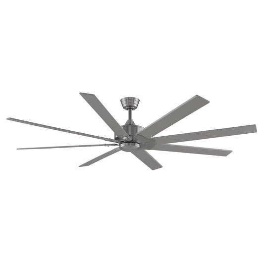 Fanimation Levon Custom 72in 8-Blade Smart Ceiling Fan | Brushed Nickel and Brushed Nickel Composite Blades | Covered Patio | Model FPD7912BBN-72BN