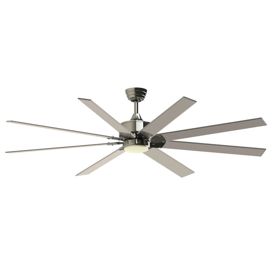 Fanimation Levon Custom 72in 8-Blade Smart Ceiling Fan with LED Light Kit | Brushed Nickel and Brushed Nickel Composite | Model FPD7912BBN-72BN-LK