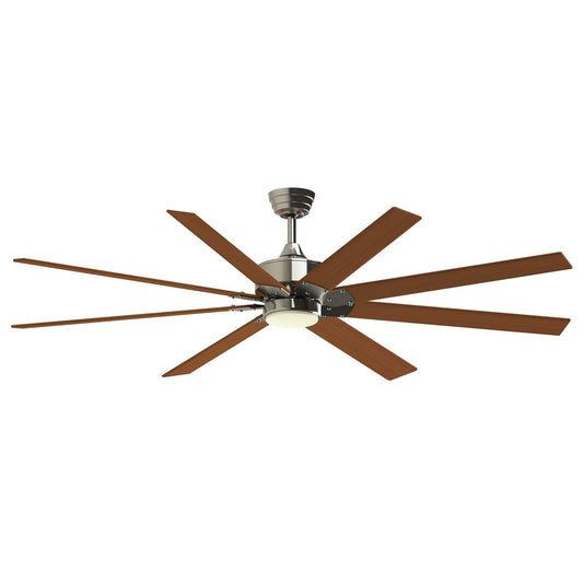 Fanimation Levon Custom 72in 8-Blade Smart Ceiling Fan with LED Light Kit | Brushed Nickel and Cherry Composite Blades | Model FPD7912BBN-72CY-LK