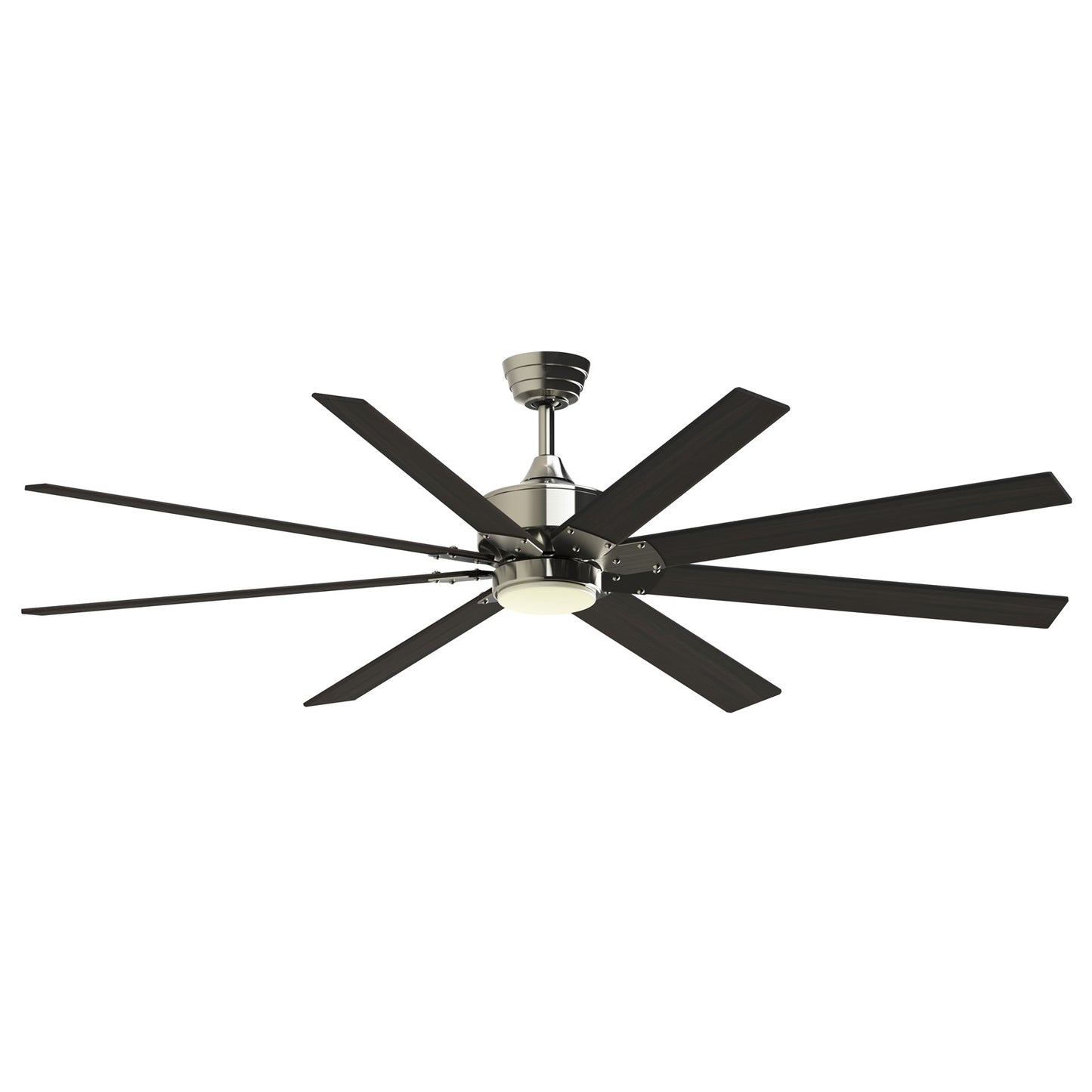 Fanimation Levon Custom 72in 8-Blade Smart Ceiling Fan | Brushed Nickel and Dark Walnut Composite Blades | Covered Patio | Model FPD7912BBN-72DWA