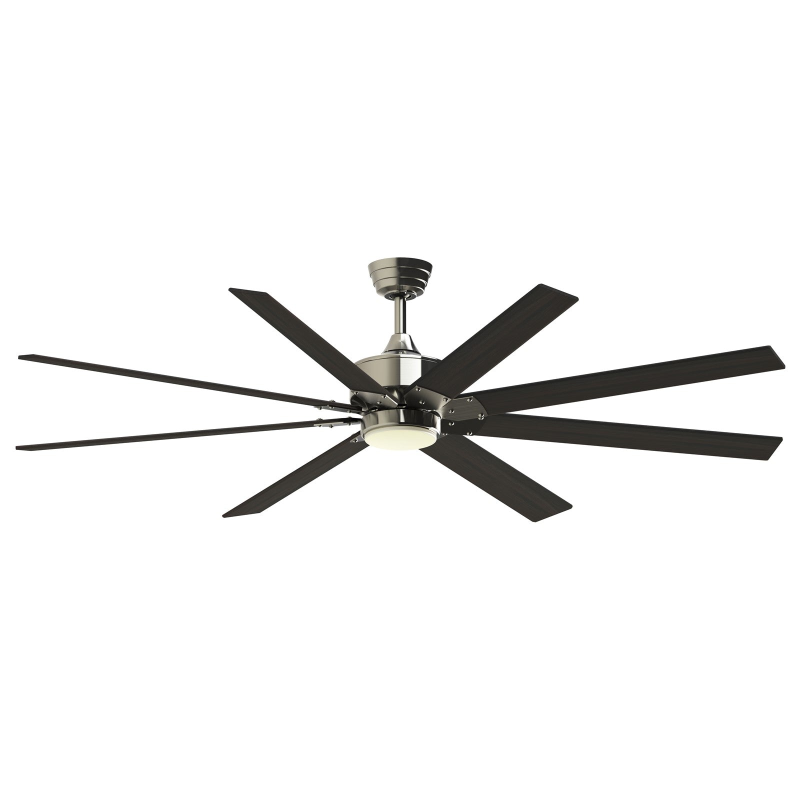 Fanimation Levon Custom 72in 8-Blade Smart Ceiling Fan | Brushed Nickel and Dark Walnut Composite Blades | Covered Patio | Model FPD7912BBN-72DWA