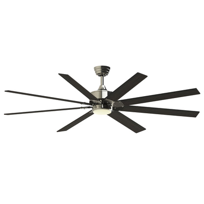 Fanimation Levon Custom 72in 8-Blade Smart Ceiling Fan | Brushed Nickel and Dark Walnut Composite Blades | Covered Patio | Model FPD7912BBN-72DWA