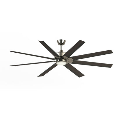 Fanimation Levon Custom 72in 8-Light Ceiling Fan | Brushed Nickel and Dark Walnut Composite Blades | Covered Patio | Model FPD7912BBN-72DWA-LK