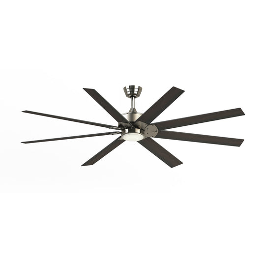 Fanimation Levon Custom 72in 8-Light Ceiling Fan | Brushed Nickel and Dark Walnut Composite Blades | Covered Patio | Model FPD7912BBN-72DWA-LK