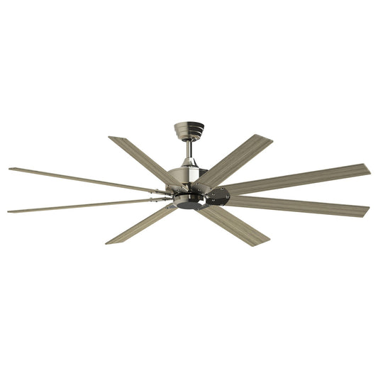 Fanimation Levon Custom 72in 8-Light Ceiling Fan | Brushed Nickel and Washed Pine Composite Blades | Covered Patio & Living | Model FPD7912BBN-72WP