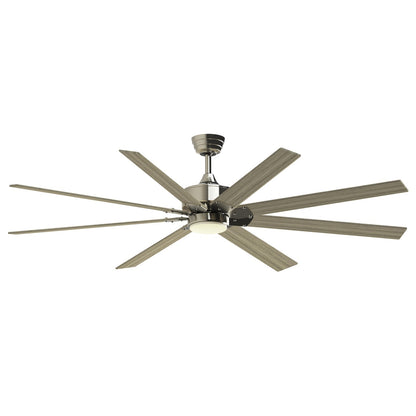 Fanimation Levon Custom 72in 8-Light Ceiling Fan | Brushed Nickel and Washed Pine Composite Blades | Covered Patio & Great | Model FPD7912BBN-72WP-LK