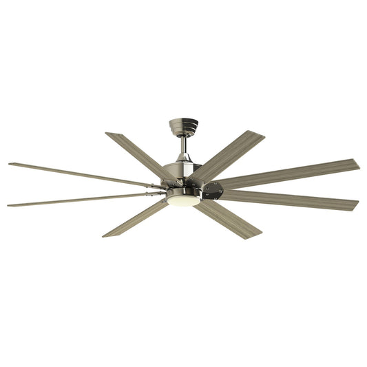 Fanimation Levon Custom 72in 8-Light Ceiling Fan | Brushed Nickel and Washed Pine Composite Blades | Covered Patio & Great | Model FPD7912BBN-72WP-LK