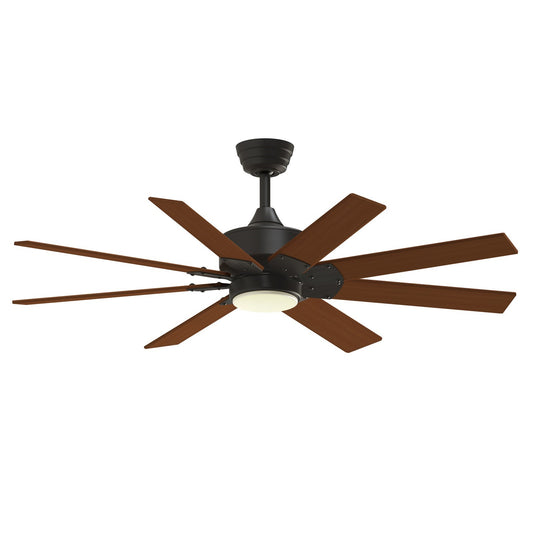 Fanimation Levon Custom 52in 1-Light Ceiling Fan | Dark Bronze and Cherry Composite Blades | Covered Patio & Bedroom | Model FPD7912BDZ-52CY-LK