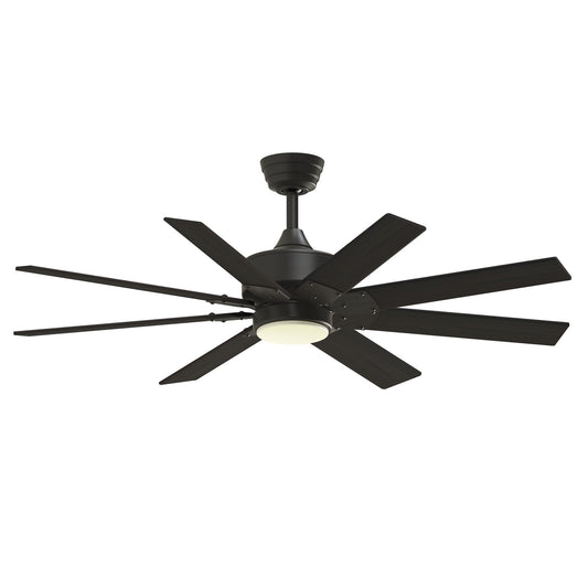 Fanimation Levon Custom 52in 8-Blade Smart Ceiling Fan | Dark Bronze and Dark Walnut Composite | Covered Patio & Living | Model FPD7912BDZ-52DWA-LK