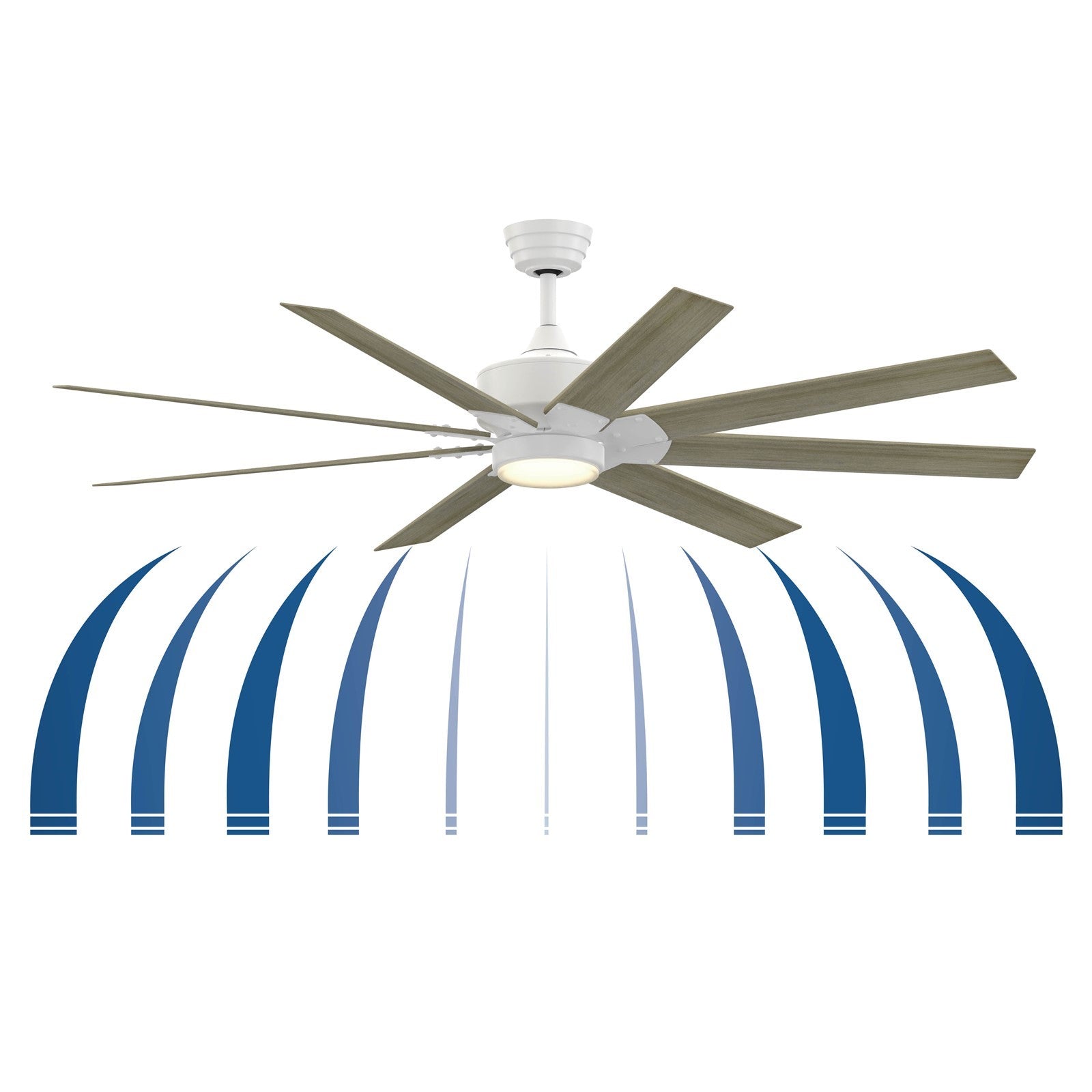 Fanimation Levon Custom 64in 8-Blade Smart Ceiling Fan | Dark Bronze and Dark Walnut Composite | Covered Patio & Great Room | Model FPD7912BDZ-64DWA