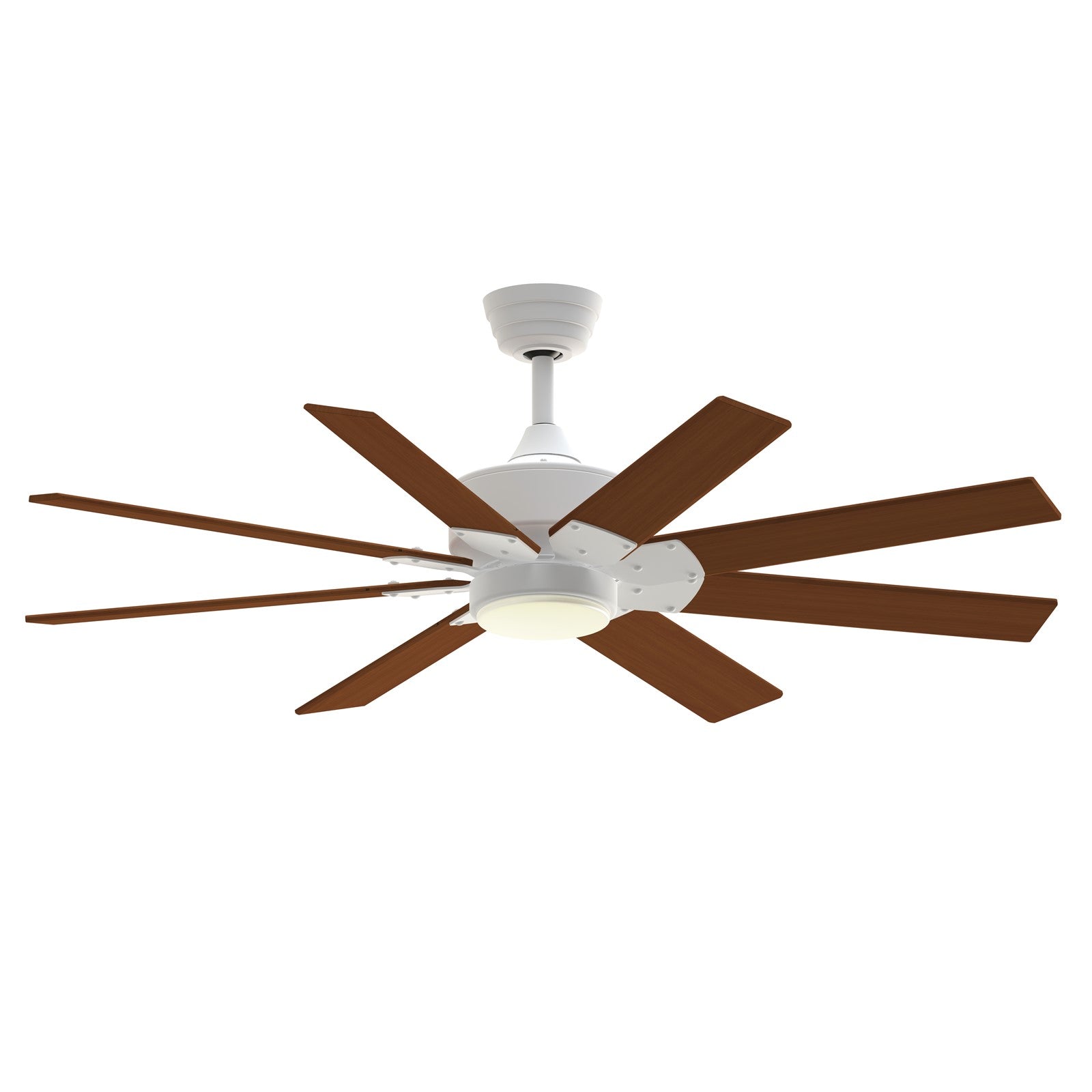 Fanimation Levon Custom 52in 1-Light Smart Ceiling Fan | Matte White and Cherry Composite | Covered Patio & Bedroom | Model FPD7912BMW-52CY-LK