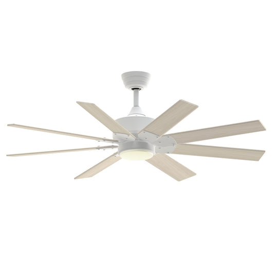 Fanimation Levon Custom 52in 1-Light Ceiling Fan | Matte White and White Washed Composite Blades | Covered Patio & Sunroom | Model FPD7912BMW-52WW-LK