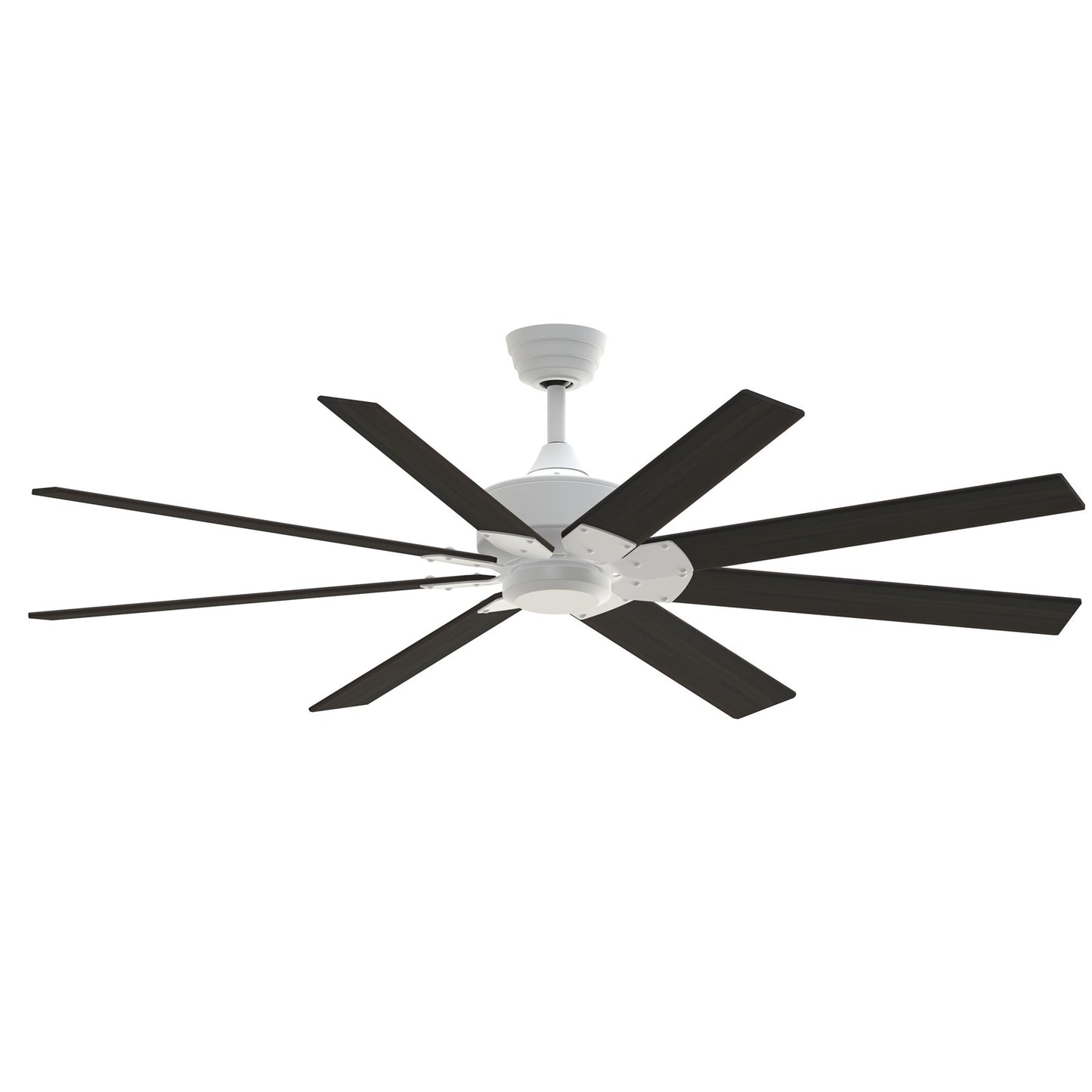 Fanimation Levon Custom 64in Ceiling Fan | Matte White and Dark Walnut Composite Blades | Covered Patio & Sunroom | Model FPD7912BMW-64DWA