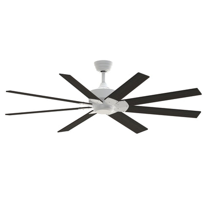 Fanimation Levon Custom 64in Ceiling Fan | Matte White and Dark Walnut Composite Blades | Covered Patio & Sunroom | Model FPD7912BMW-64DWA