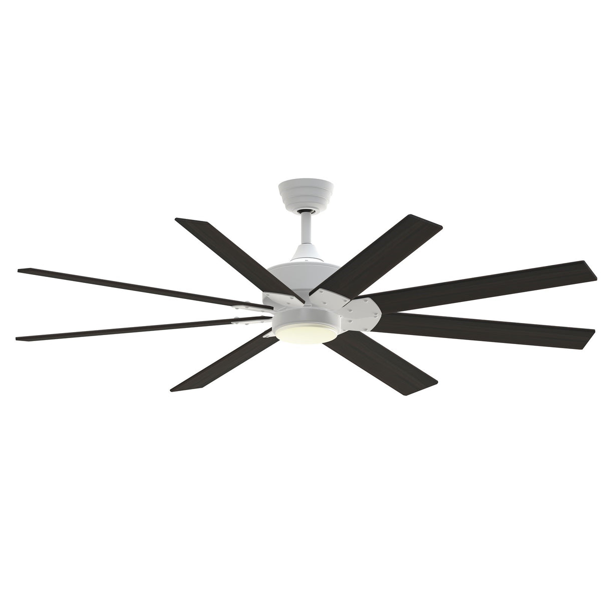 Fanimation Levon Custom 64in 1-Light Ceiling Fan | Matte White and Dark Walnut Composite Blades | Covered Patio & Sunroom | Model FPD7912BMW-64DWA-LK