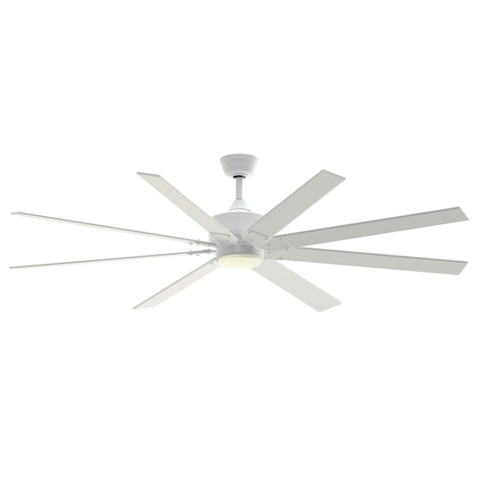 Fanimation Levon Custom 72in 8-Light Ceiling Fan | Matte White and Matte White Composite Blades | Covered Patio & Porch | Model FPD7912BMW-72MW-LK