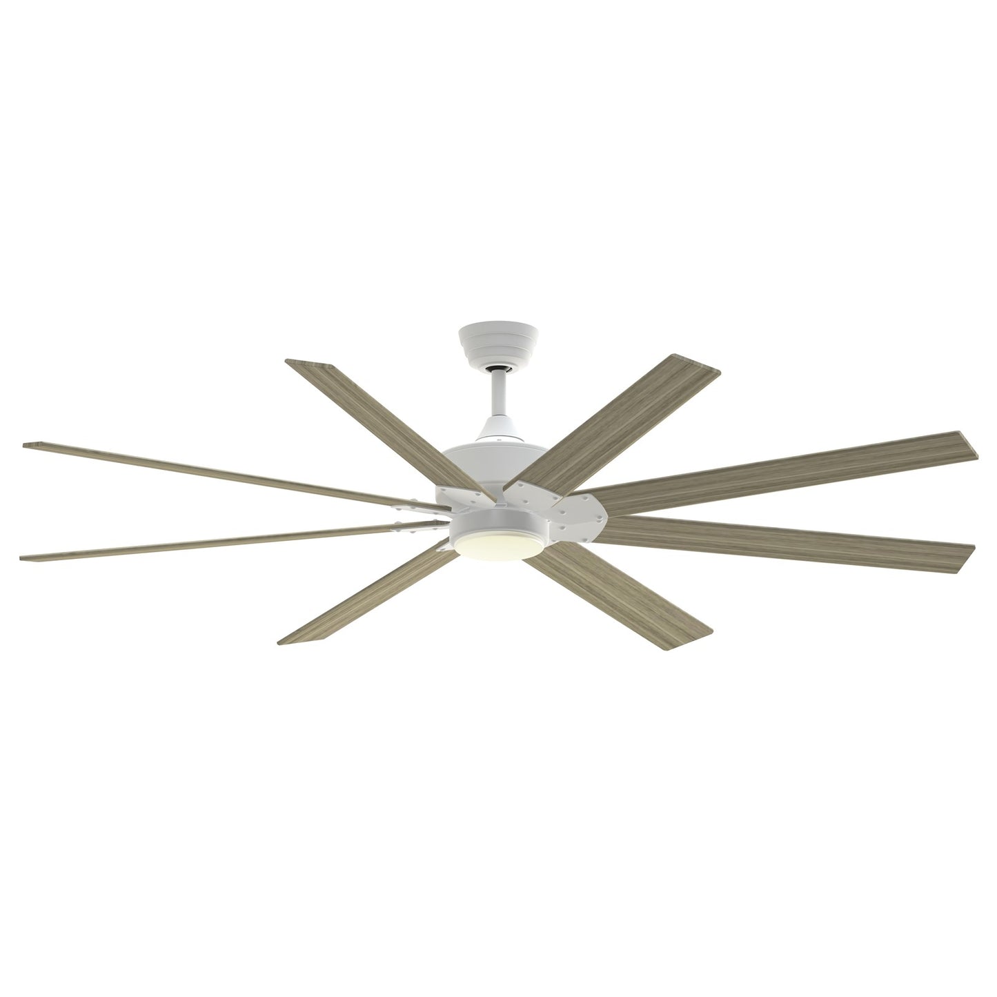 Fanimation Levon Custom 72in 8-Light Ceiling Fan | Modern Matte White and Washed Pine Composite Blades | Covered Patio | Model FPD7912BMW-72WP-LK