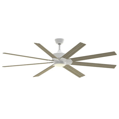 Fanimation Levon Custom 72in 8-Light Ceiling Fan | Modern Matte White and Washed Pine Composite Blades | Covered Patio | Model FPD7912BMW-72WP-LK