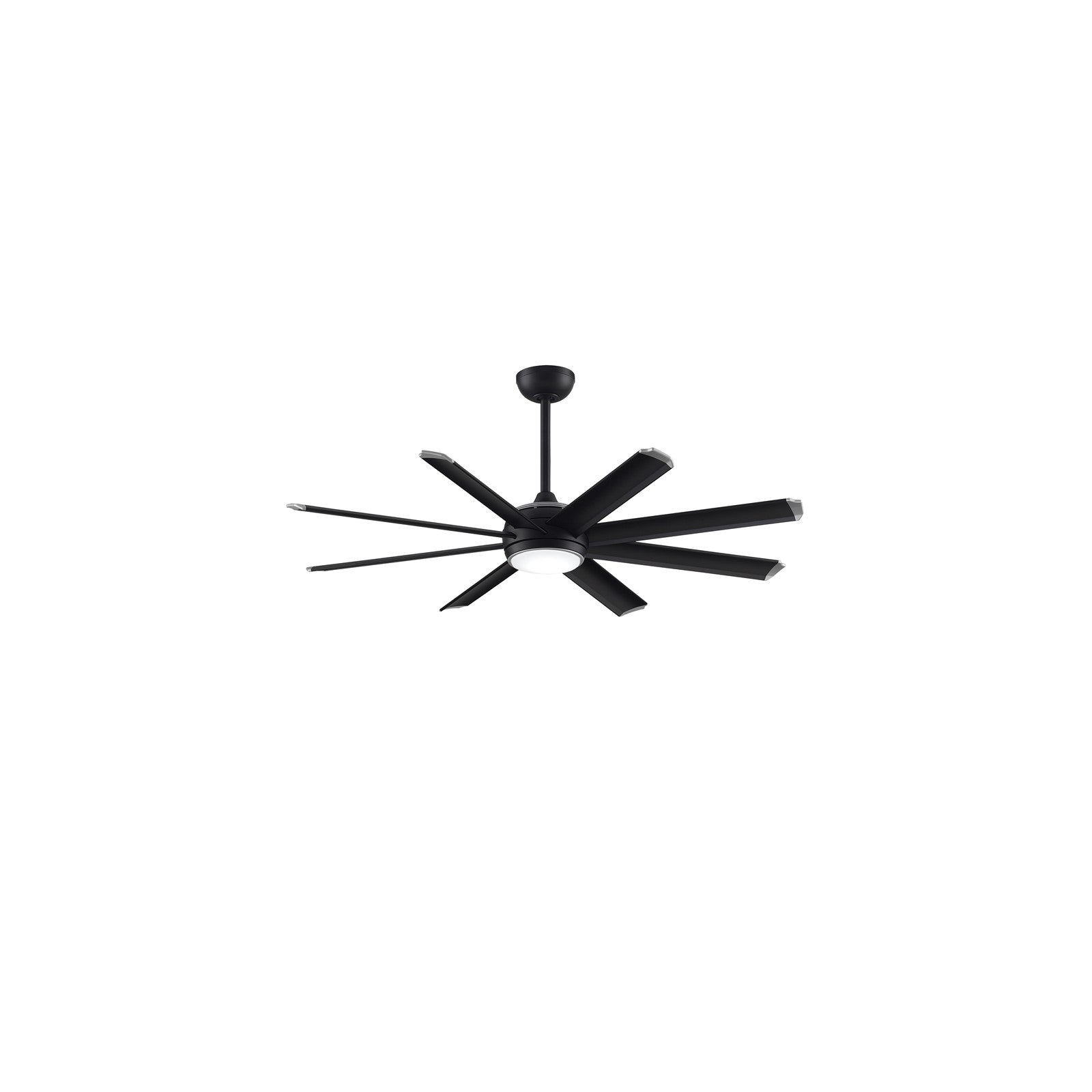 Fanimation Stellar Custom 56in 8-Light Ceiling Fan | Modern Black and Silver Tip Aluminum Blades | Wet-Rated Patio & Pergola | Model FPD7997BLW-56BLW