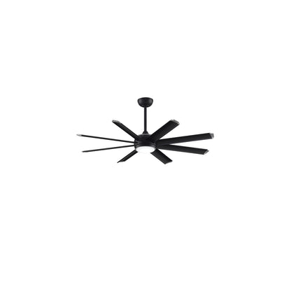 Fanimation Stellar Custom 56in 8-Light Ceiling Fan | Modern Black and Silver Tip Aluminum Blades | Wet-Rated Patio & Pergola | Model FPD7997BLW-56BLW