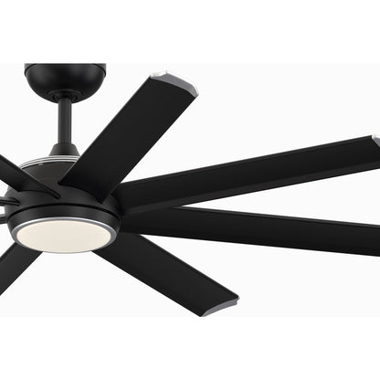 Fanimation Stellar Custom 56in 8-Light Ceiling Fan | Modern Black and Silver Tip Aluminum Blades | Wet-Rated Patio & Pergola | Model FPD7997BLW-56BLW