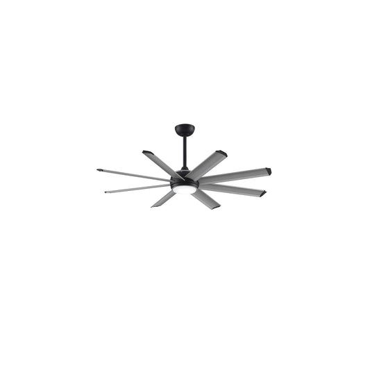 Fanimation Stellar Custom 56in 8-Light Ceiling Fan | Matte Black and Silver Aluminum Blades | Covered Patio & Living Room | Model FPD7997BLW-56SLW