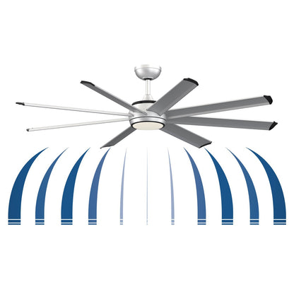 Fanimation Stellar Custom 64in 8-Light Ceiling Fan | Matte Black and Black Aluminum Blades | Covered Patio & Living Room | Model FPD7997BLW-64BLW