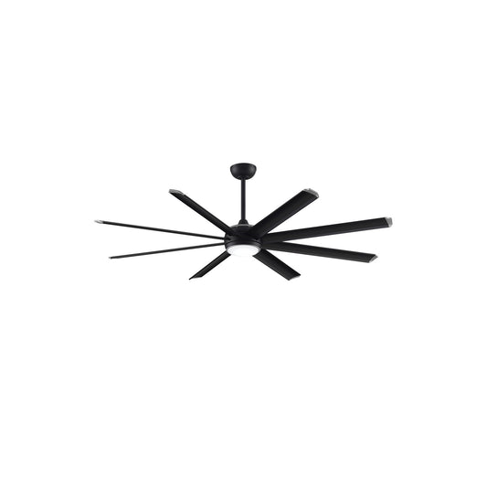 Fanimation Stellar Custom 72in 8-Light Ceiling Fan | Matte Black and Black Aluminum Blades | Covered Patio & Living Room | Model FPD7997BLW-72BLW
